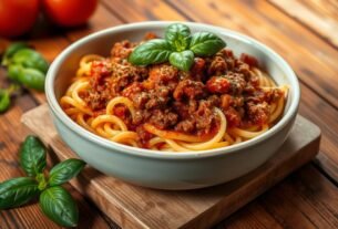 massa com carne moída