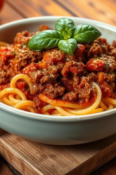 massa com carne moída